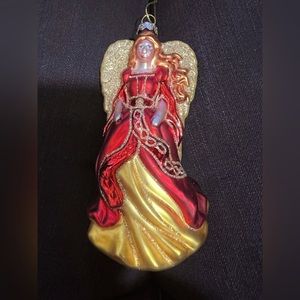 Handblown Glass Christmas Angel Ornament Large Hand Painted